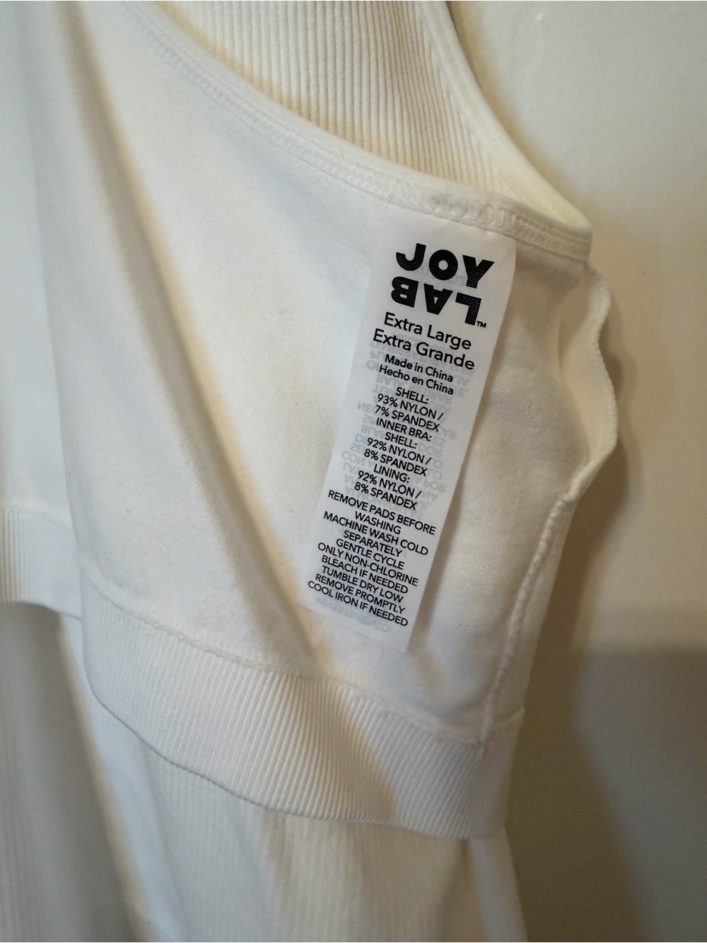 JoyLab White V-Neck Ribbed Workout Tank - Picture 5 of 5